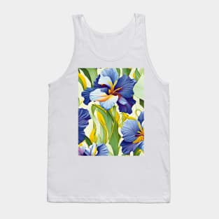 Blue Irises Field Pattern Tank Top